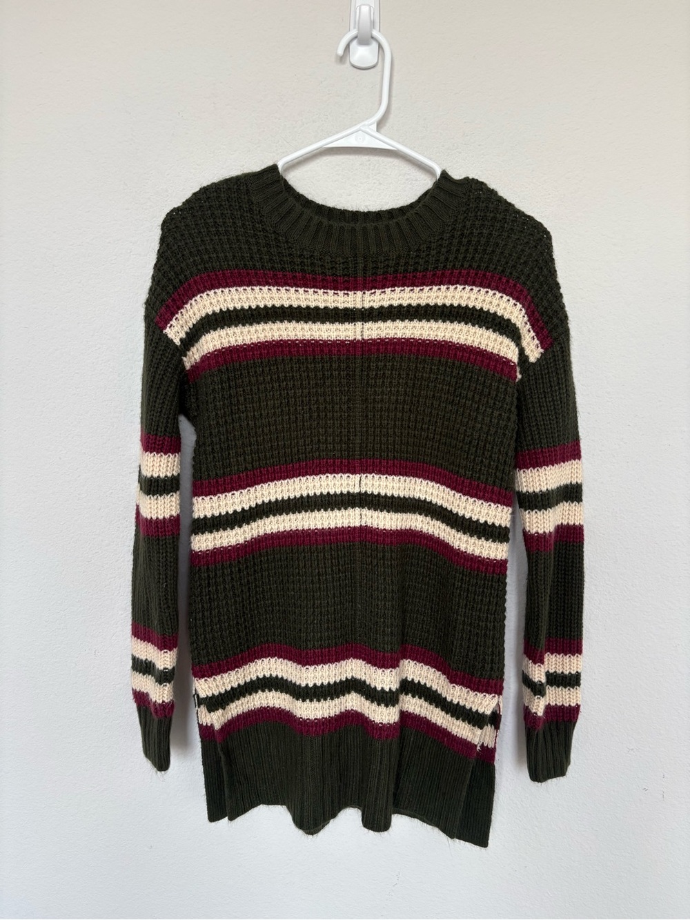 Arizona Jean Co. Vintage Waffle Knit Striped Longline Sweater Small Cozy Grunge